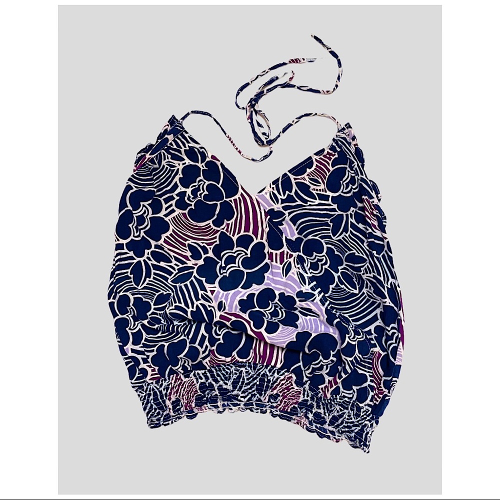 ROXY | RETRO FLORAL SMOCKED HALTER FESTIVAL TOP